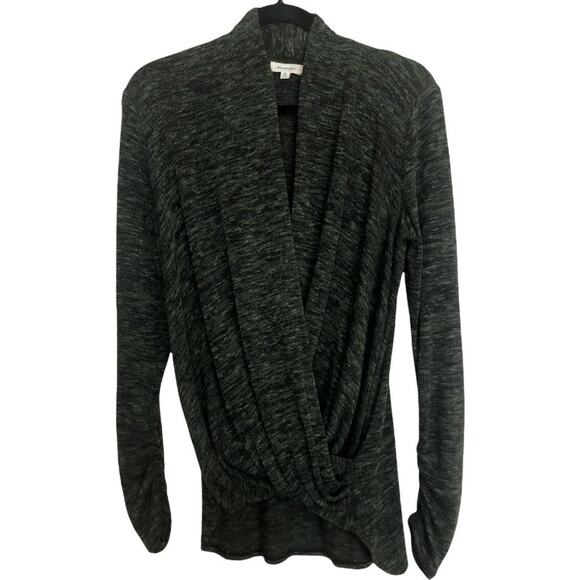 Max studio Green Black Drape Long Sleeve Surplice Top Size Small - Picture 1 of 7